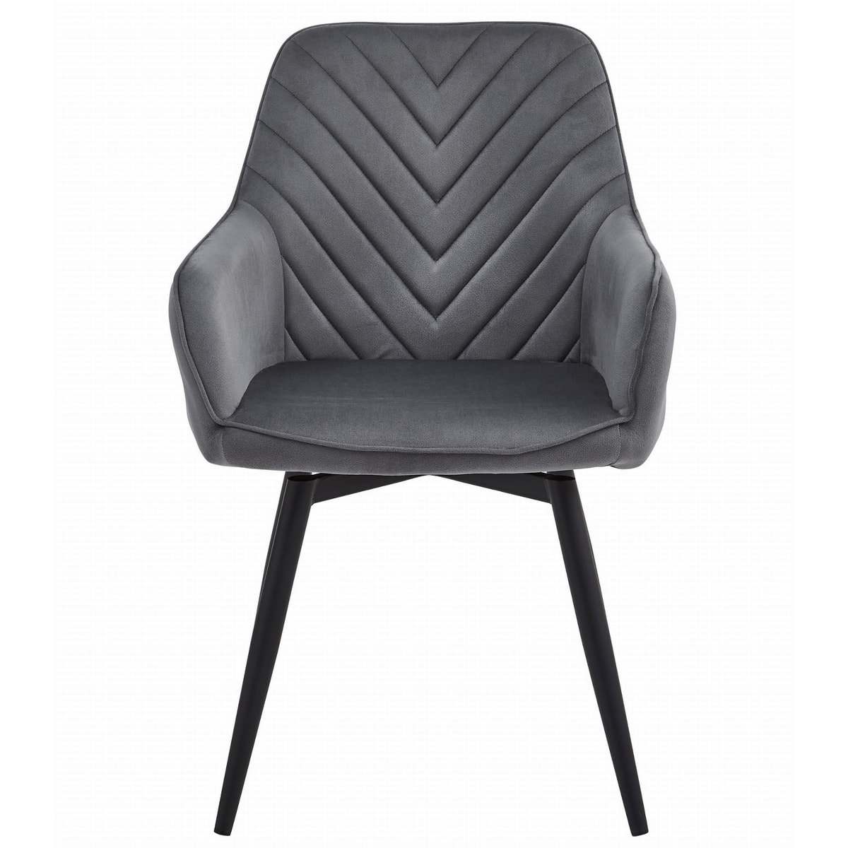Sedia girevole Nana360 in velluto grigio scuro con gambe nere