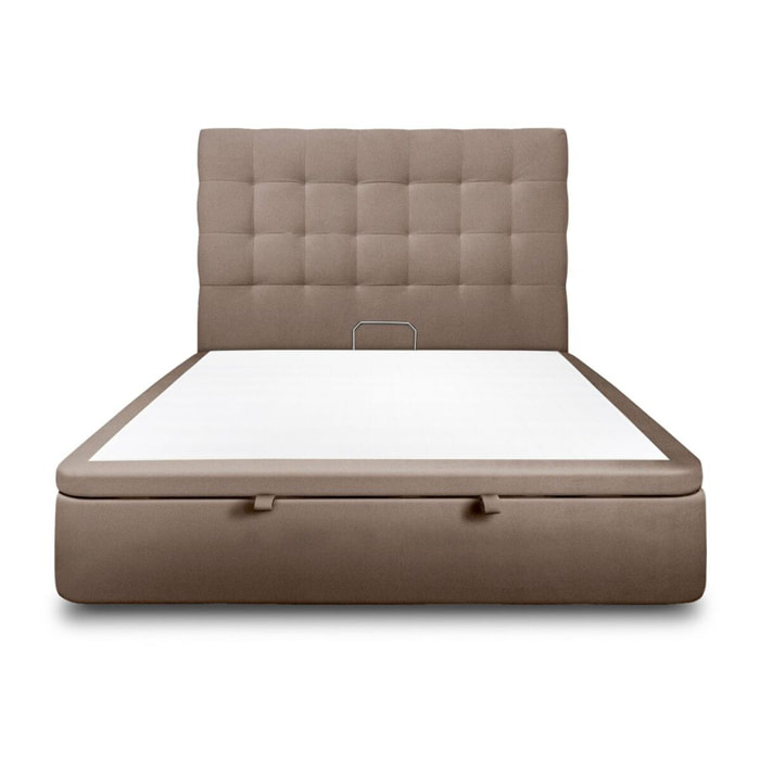 Lit avec sommier et tête de lit capitonnée - Velours au style chic - Adapté à tous les matelas, montage rapide - Finition élégante