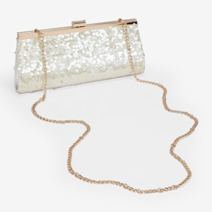 Bolso clutch beige con lentejuelas