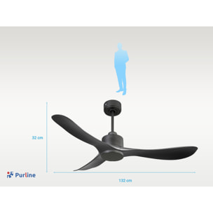 Ventilador de techo Reversible Termostato Wifi Motor DC Techos Inclinados Mando a Distancia Hypersilence Memoria TiomanD132C0365189 PURLINE