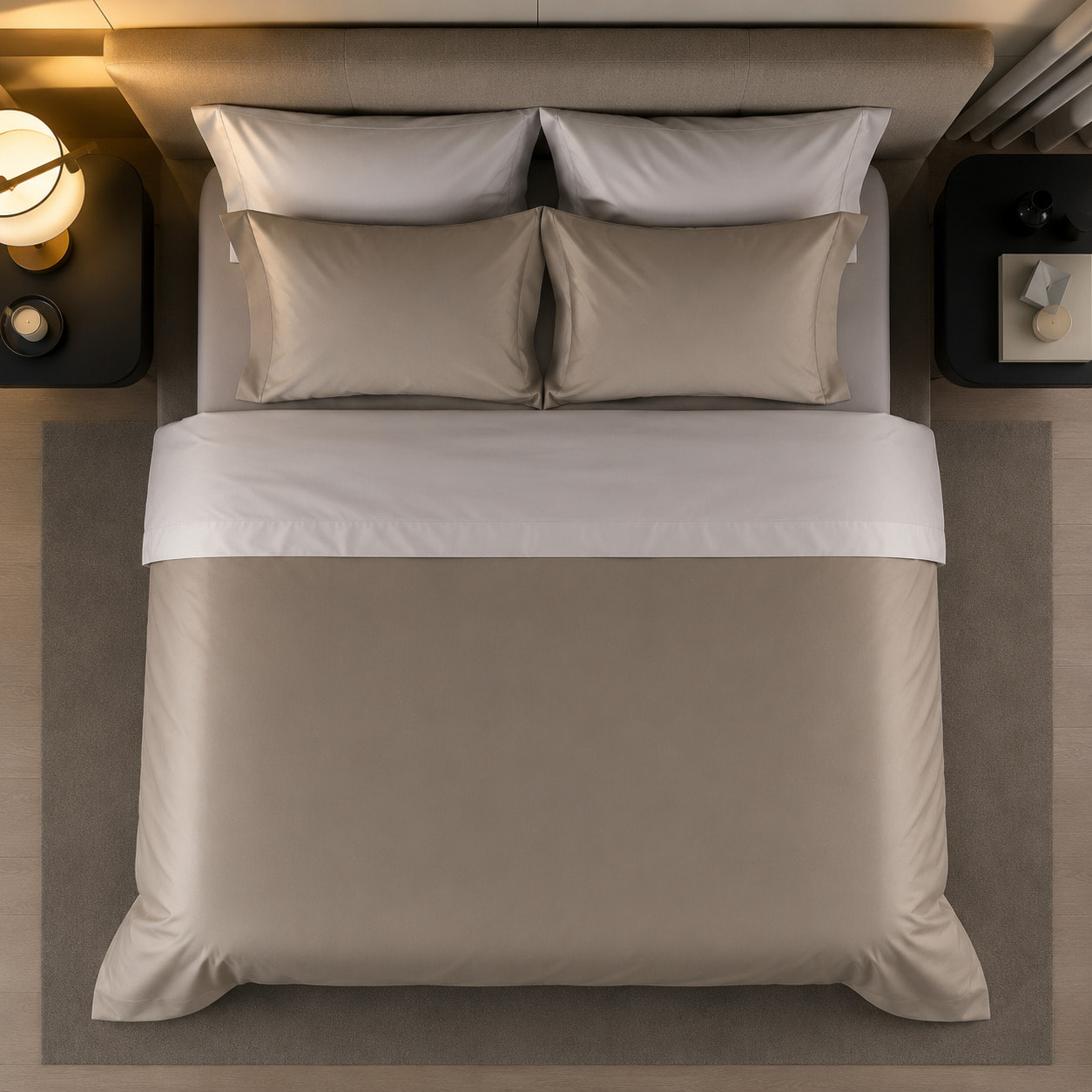 COTTON CLUB Completo Letto Bicolor in Percalle