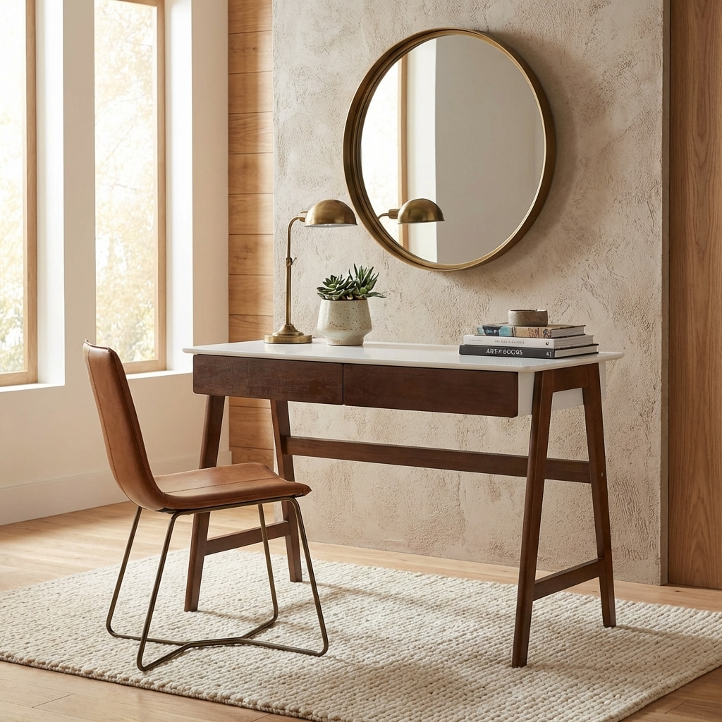 Bureau décor bois 2 tiroirs TOMMY