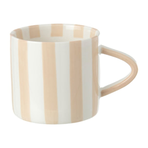 J-Line Mug ligné - grès - beige clair/blanc - 4 pcs