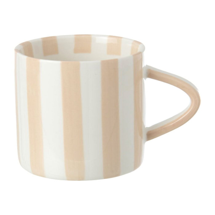J-Line Mug ligné - grès - beige clair/blanc - 4 pcs