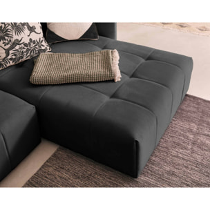 Petra - canapé d'angle réversible - convertible avec coffre - 4 places - en velours - Gris foncé