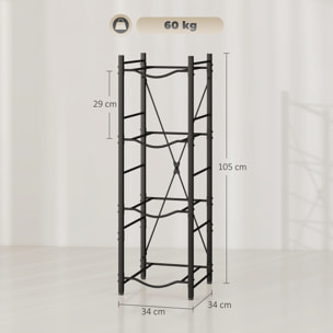 Soporte para Garrafones de Agua de 4 Niveles Estante de Almacenamiento para Botellas de Agua con Estructura de Metal Reforzada para Cocina Comedor Sala de Estar Negro