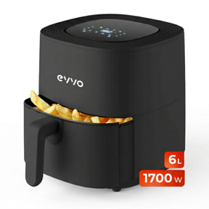 EVVO Freidora sin aceite Tasty Fryer - 6 litros, 1700W, Tecnología Dual Cyclone, Multifunción, hasta 200º