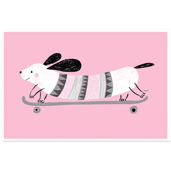 Affiche enfant chien rose  Affiche seule