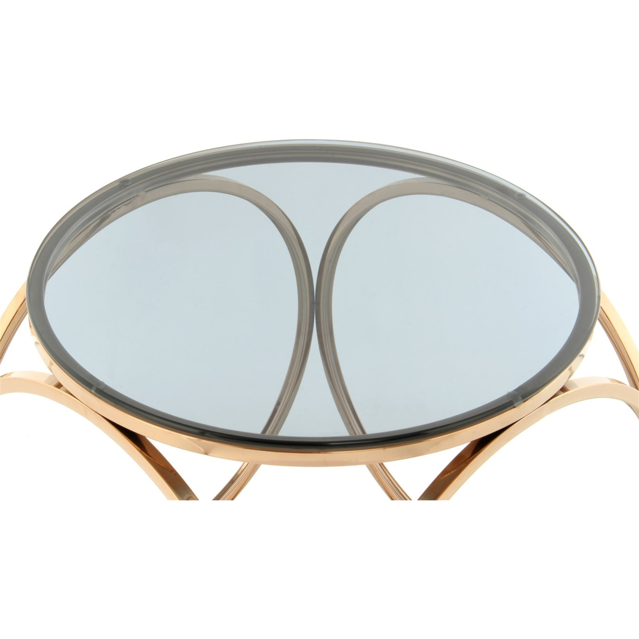 Tavolino Whitney 225 grigio e oro rosa con piano in vetro
