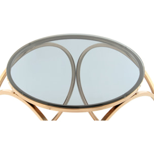 Tavolino Whitney 225 grigio e oro rosa con piano in vetro
