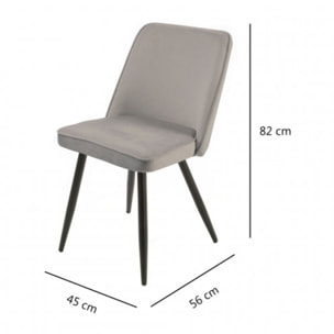 Chaise en velours avec piètement en métal noir - PETALE