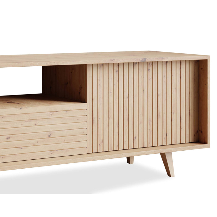 Diego - meuble TV - effet bois - 2 portes et 1 niche -180 cm - Bois