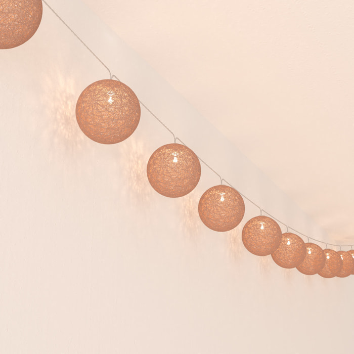 Guirlande LED à piles 10 boules D.6cm or