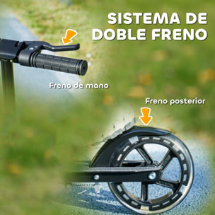 Patinete Plegable para Niños de 3-8 Años, Patinete Infantil de 2 Ruedas con LED Luces, Manillar de 4 Altura Ajustable, Freno Posterior y de Mano, Negro