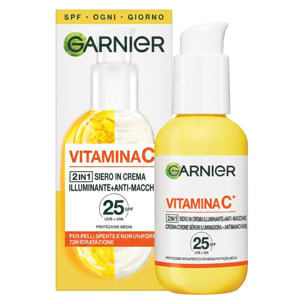Siero Viso in Crema SPF 25 Illuminante Anti-Macchie Uniformante Idratante SkinActive Vitamina C a Lunga Tenuta - Flacone da 50ml
