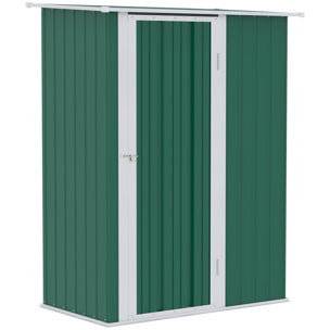 Outsunny Caseta de Jardín 1,07m² 142x84x189cm Acero Galvanizado con Puerta Verde