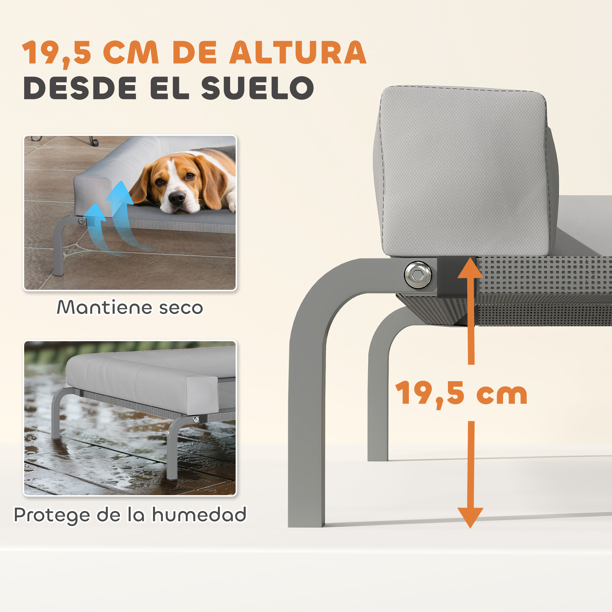 Cama Elevada para Perros Refrescante con Refuerzos Extraíbles Cama Elevada para Perros Medianos Portátil con Malla Transpirable Marco de Acero para Interior Exterior 110x75x30 cm Gris Claro
