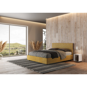 Letto matrimoniale con rete imbottito 160x200 tessuto Era 06 giallo Arla