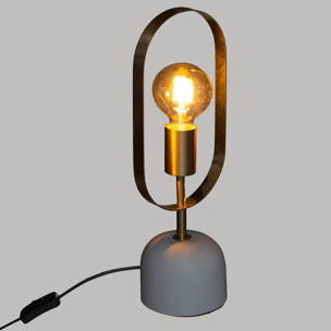 Lampe "Edi" - gris et doré - base effet marbre H44 cm