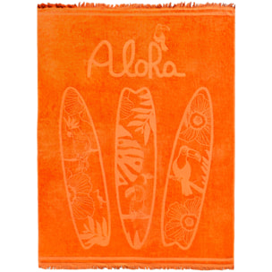 Serviette de plage éponge velours Jacquard ciselée - Spotts - 140x180cm - 340g/m²