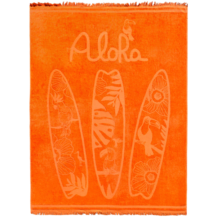 Serviette de plage éponge velours Jacquard ciselée - Spotts - 140x180cm - 340g/m²