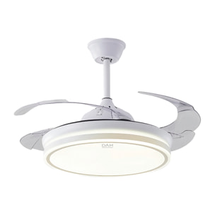 Ventilatore da soffitto L433 da 107 cm, pale retrattili, motore DC da 30 W, luce LED dimmerabile da 60 W, 6 velocità, modalità estate/inverno. Telecomando incluso.