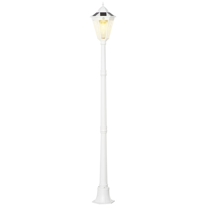 Luminaire solaire extérieur - lampadaire de jardin LED - réglable, détecteur - alu blanc