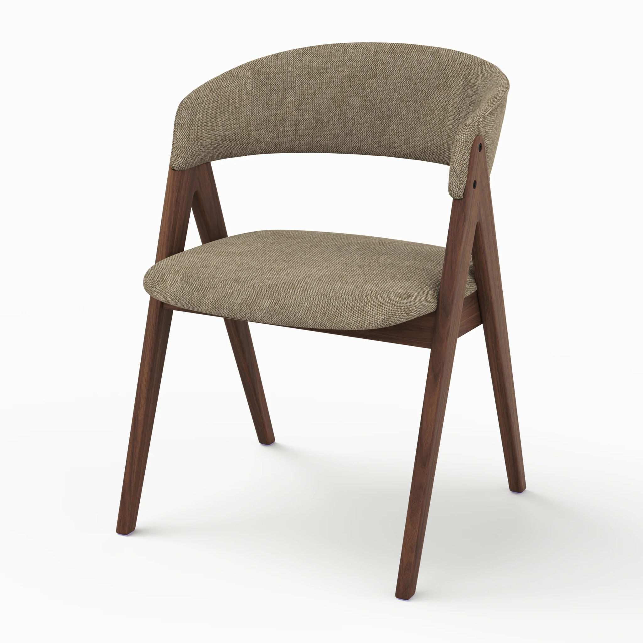 Chaise en bois foncé et tissu vert olive - Isis
