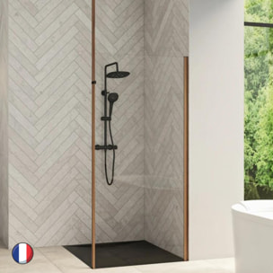 KINEDO Paroi douche 200 x 100 Smart Design Nordic Chêne Naturel Mât Sol Plafond