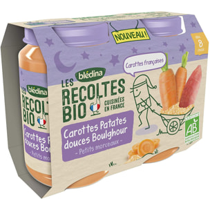 12 Petits Pots Carottes, Patates Douces, Boulghour 6x(2x200g) - Les Récoltes Bio Dès 8 Mois