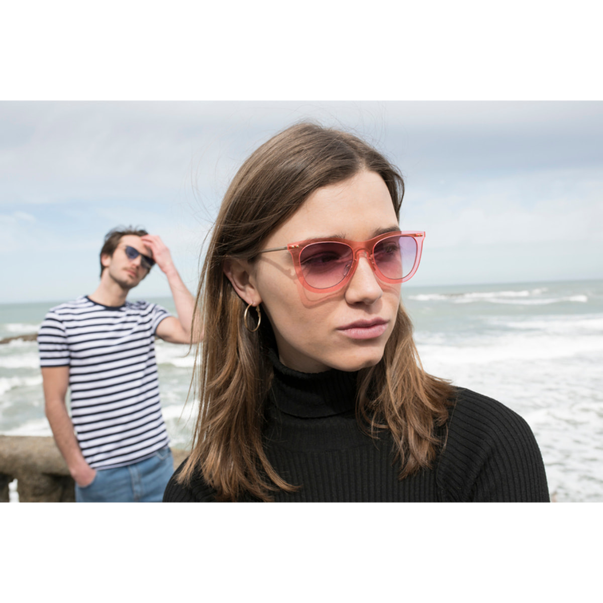 Gafas de sol PALO ALTO ARLES - Rosa transparente / Violeta degradado y patilla de metal dorado mate