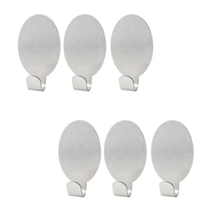 Crochets adhésifs muraux en inox Lot de 6 dimensions 4,1 x 2,4 x 1,8 cm Fackelmann Tecno