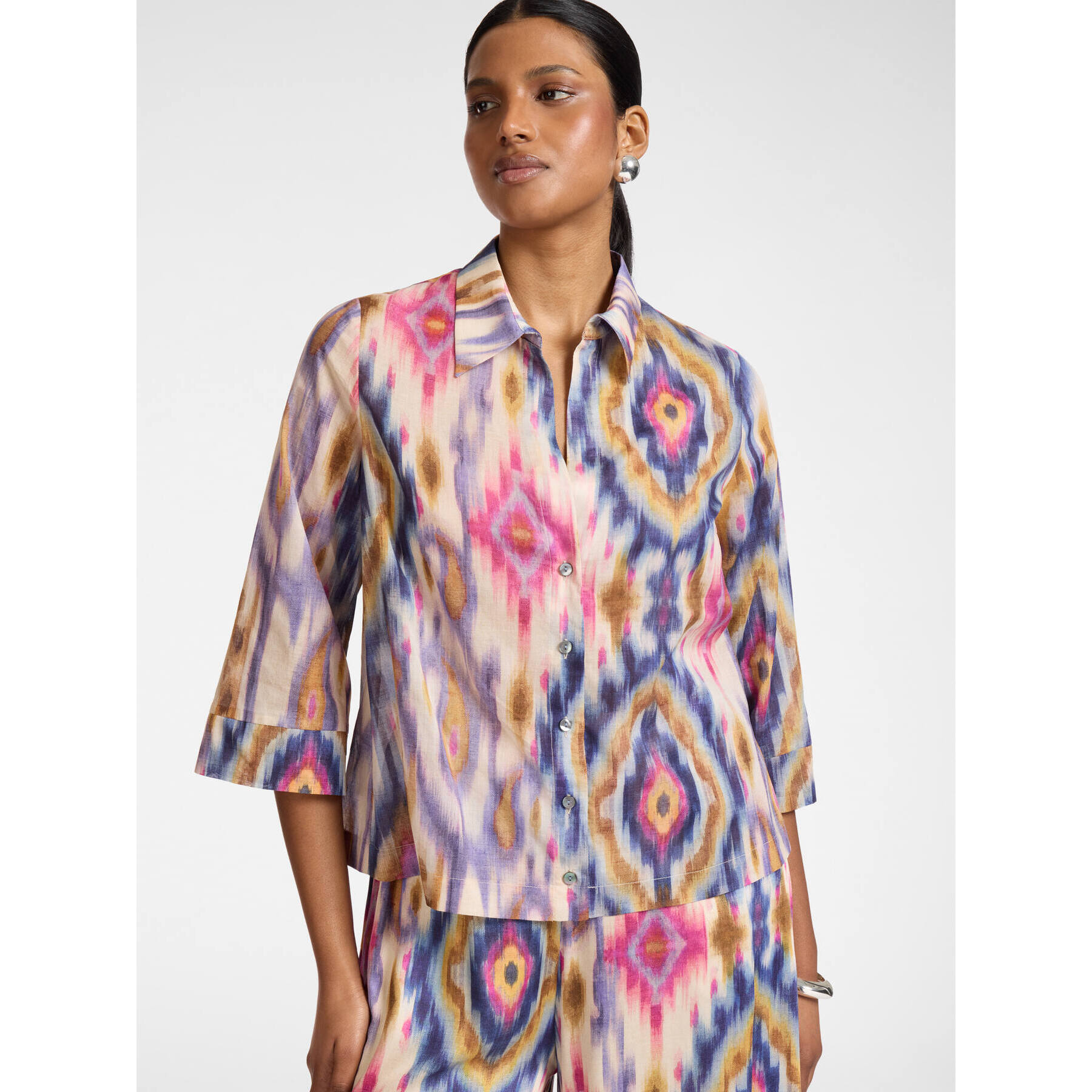 Elena Mirò - Camicia in mussola di cotone stampata - Viola