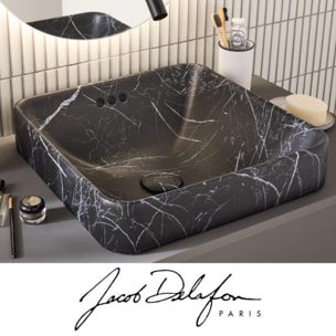 Vasque carrée à poser Vox effet marbre orage