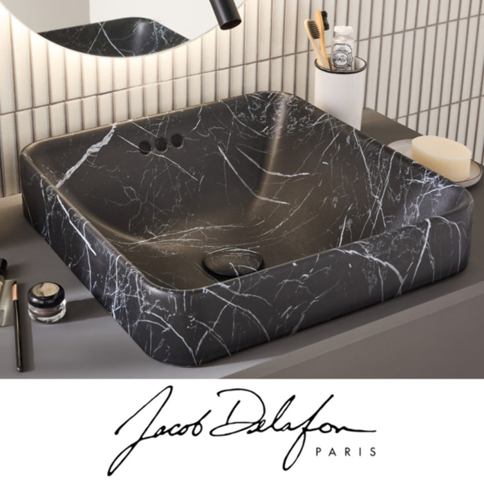 Vasque carrée à poser Vox effet marbre orage