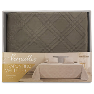 TRAPUNTINO MATRIMONIALE VELLUTO DIS. VERSAILLES GRIGIO CHIARO