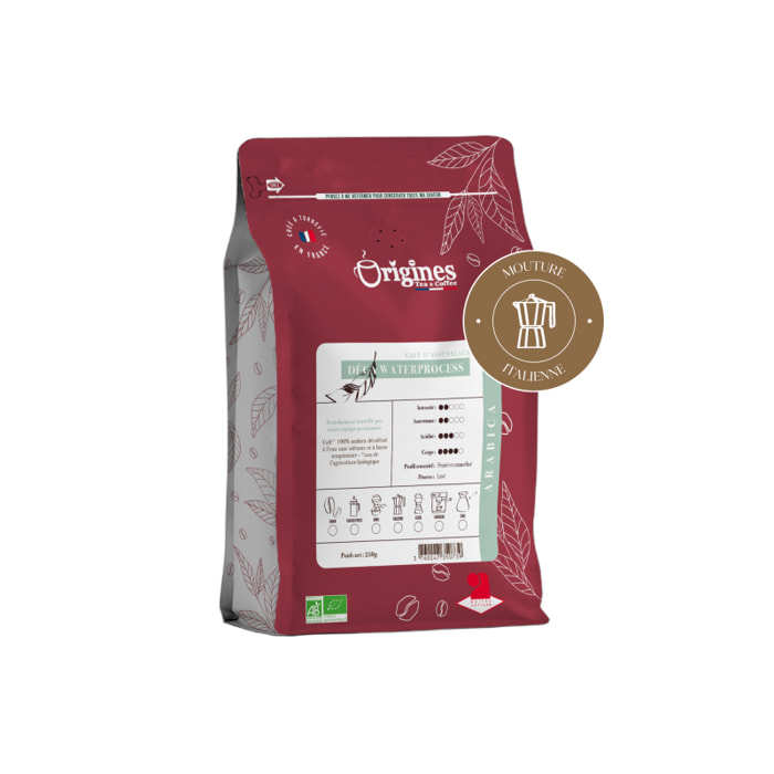 Café Bio Déca Waterprocess - Blend Pur Arabica - Italienne 250g