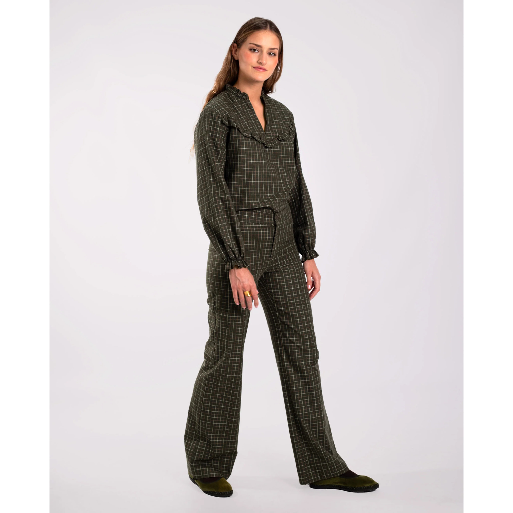 Pantalón recto de cuadros