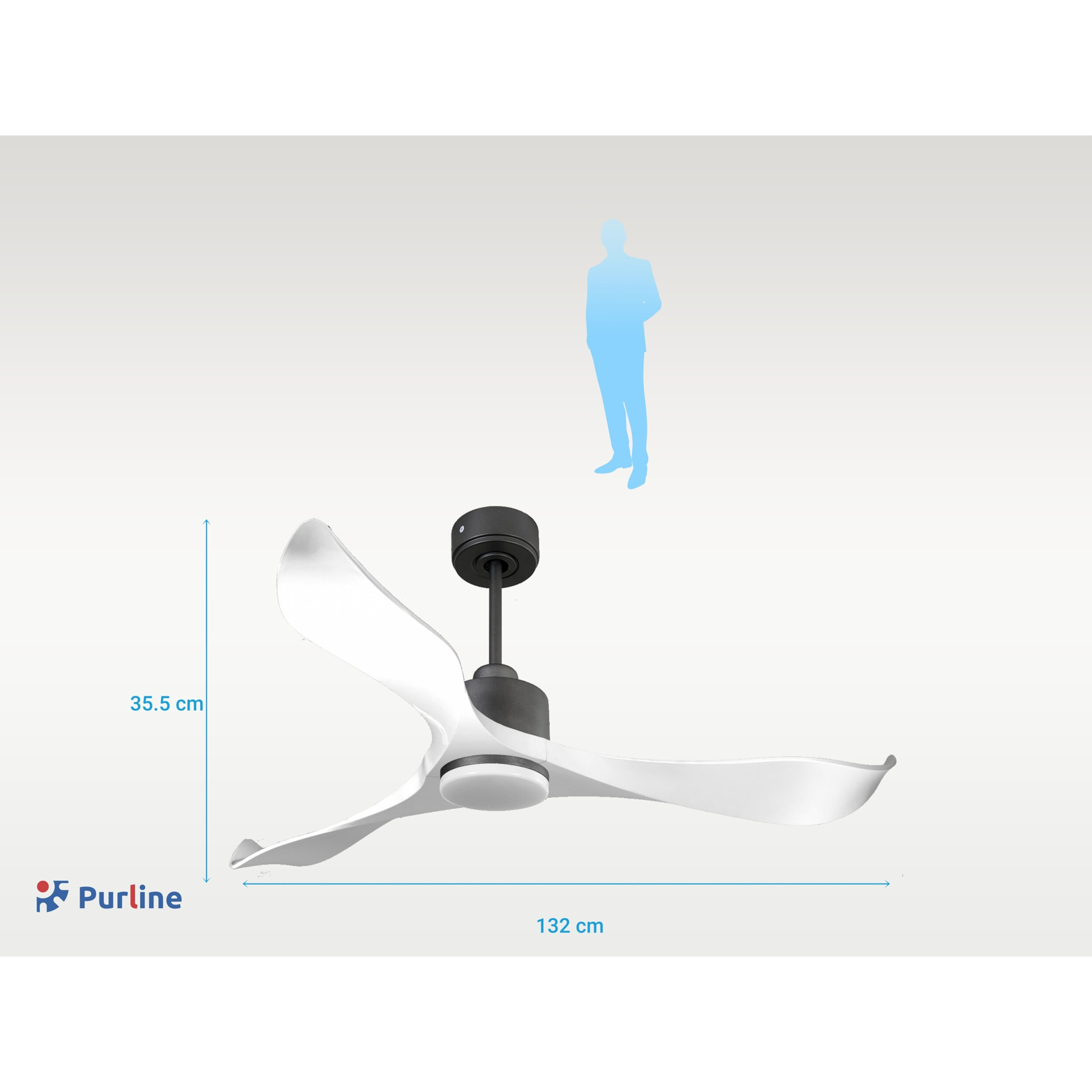 Ventilateur de plafond Réversible  Thermostat Dimmable Wifi Moteur à courant continu Toits en pente Télécommande Lumière à trois tons Adaptateur 2/3 Lames