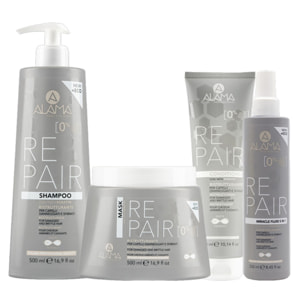ALAMA Professional Kit Repair Shampoo 500ml + Mask 500ml + Conditioner 300ml + Fluid 250ml