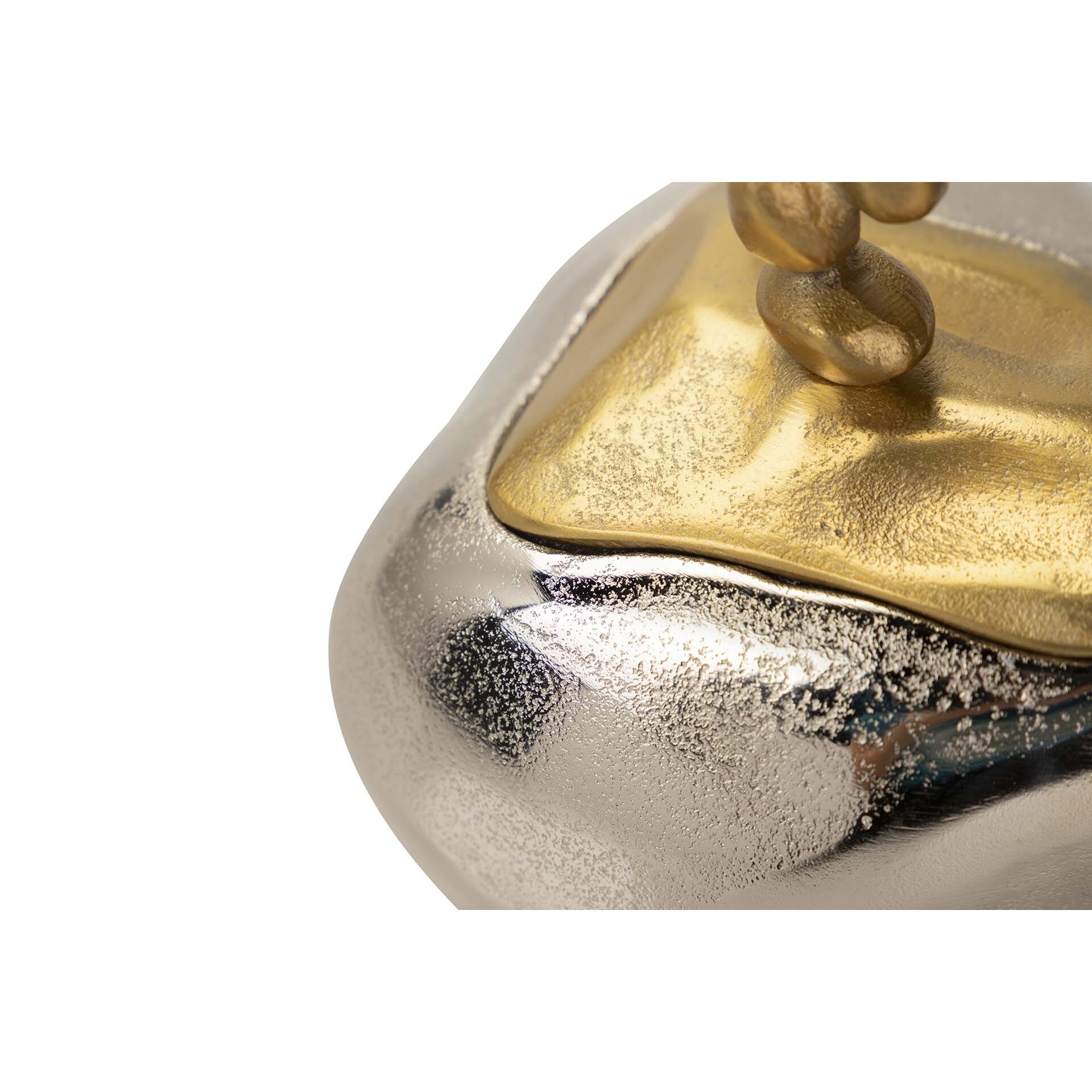 Bombonera Aluminio Plateado Y Dorado 19x15x17 Cm