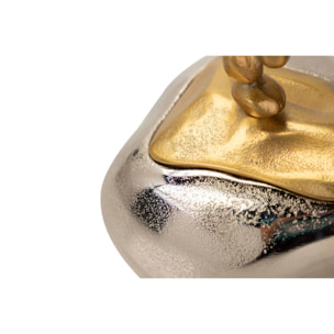 Bombonera Aluminio Plateado Y Dorado 19x15x17 Cm