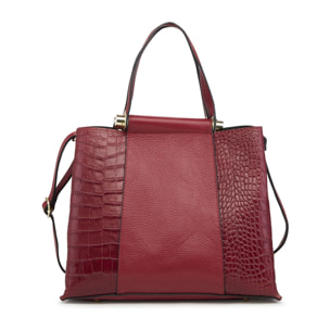 Borse Donna colore Rosso-in pelle Made in Italy 25x29x13cm