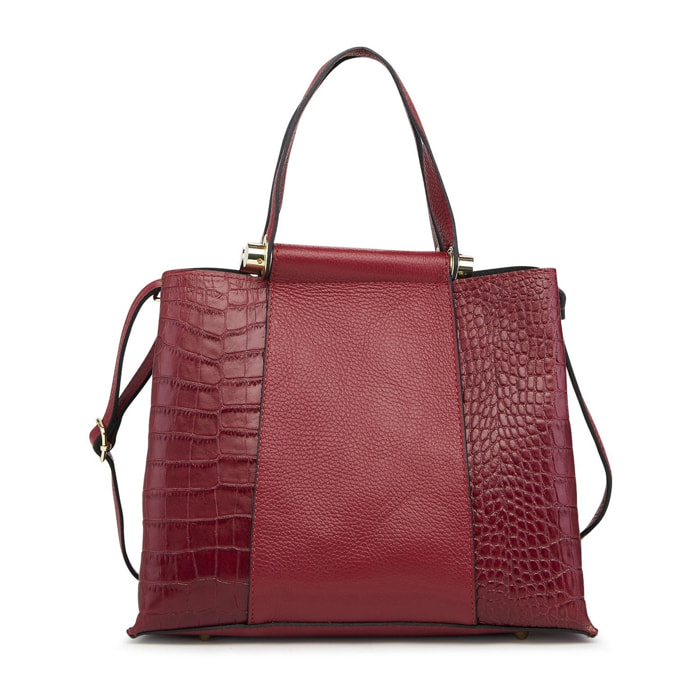 Borse Donna colore Rosso-in pelle Made in Italy 25x29x13cm