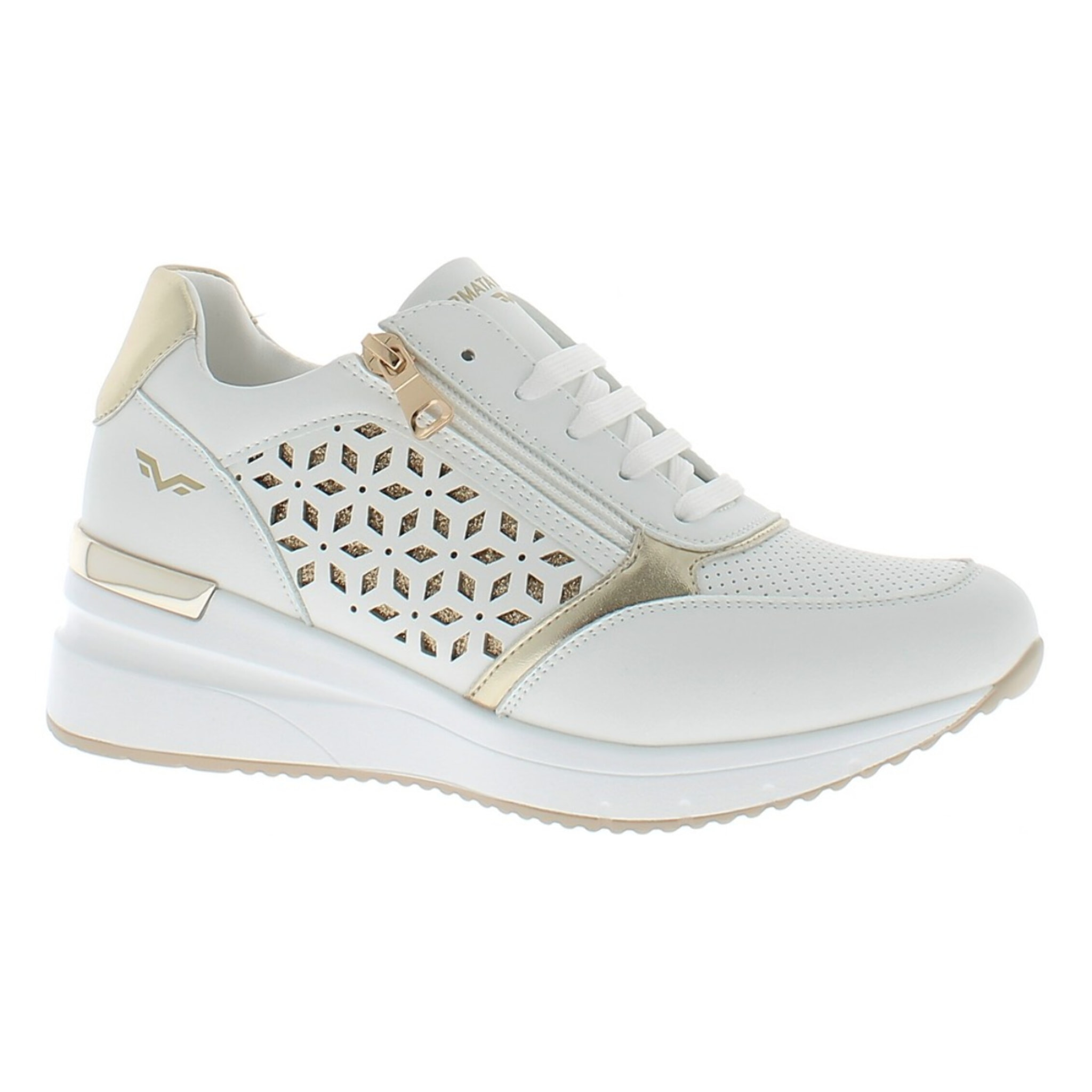 Armata di Mare Scarpe Donna Sneakers Casual Zip Laterale con Soletta in Memory Foam AMD S51H40 White Gold