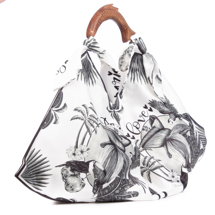 Berchidda Bolso de hombro Mujer. Fabricado en tejido suave, tintes naturales con asa de madera.