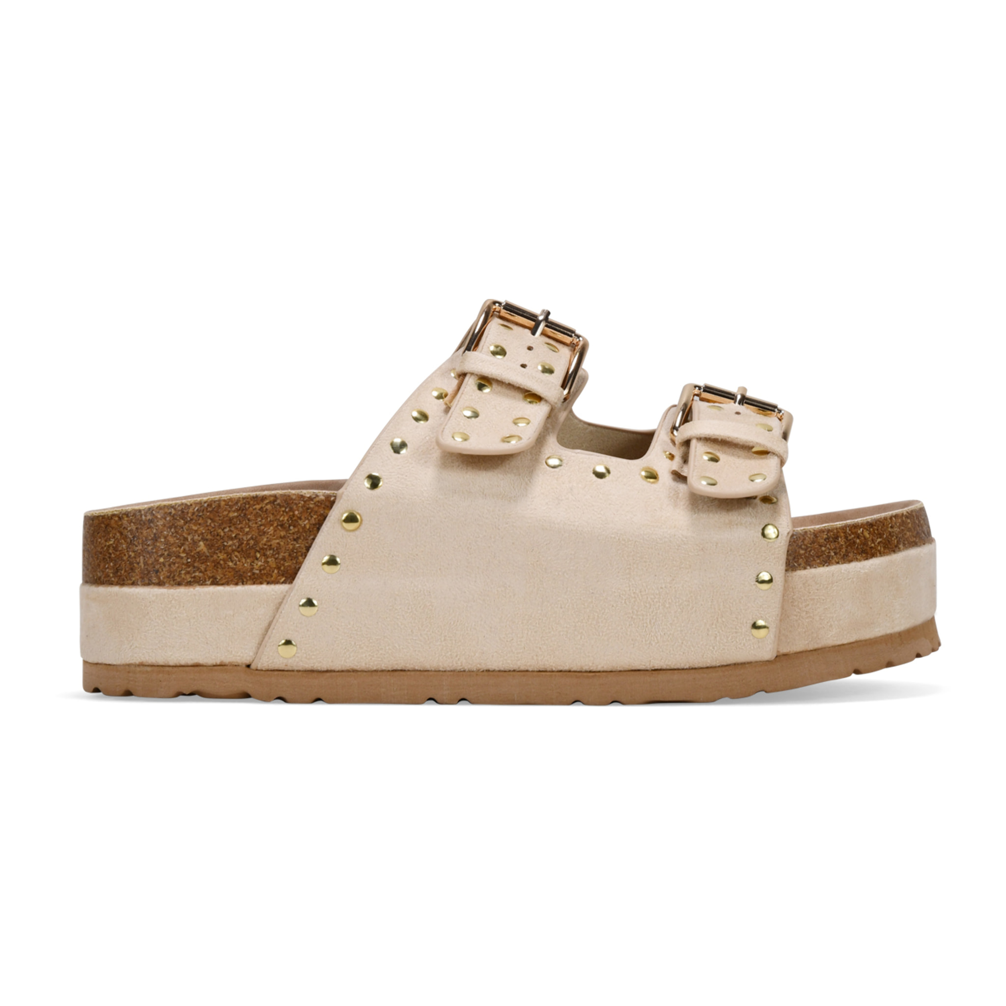 Sandalias de plataforma arena con dos correas