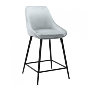 Tabouret de bar en velours avec piètement métal noir - 6 coloris - MONDO