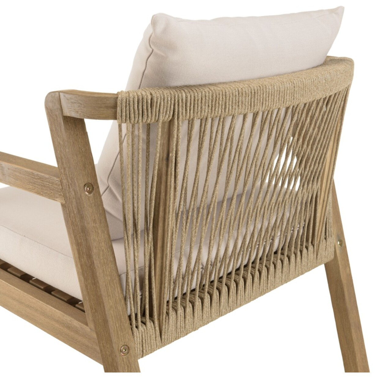 CELESTIN - Lot de 2 fauteuils bois acacia/cordage synth. beige et gris