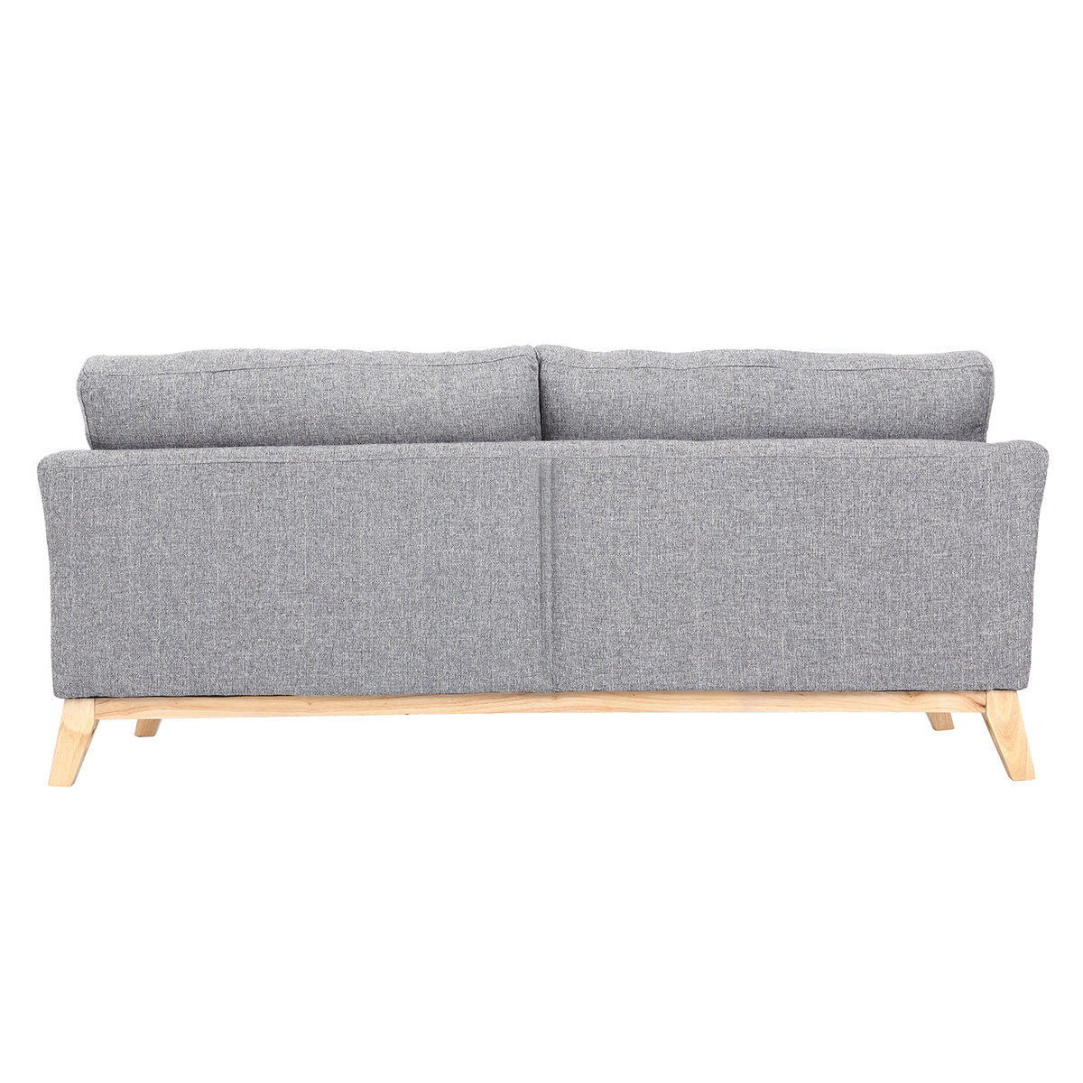 Canapé scandinave déhoussable 3 places en tissu gris clair et bois clair OSLO